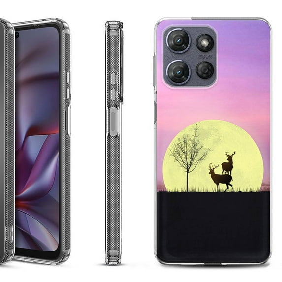 Shockproof Protective Phone Case for Motorola Moto G 5G 2025, by OneToughShield - Moonlight Deer