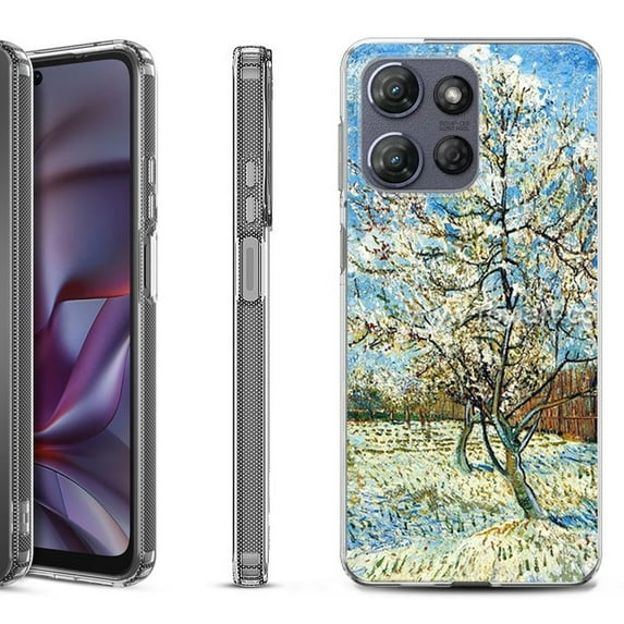 Shockproof Protective Phone Case for Motorola Moto G 5G 2025, by OneToughShield - Peach Tree Blossom