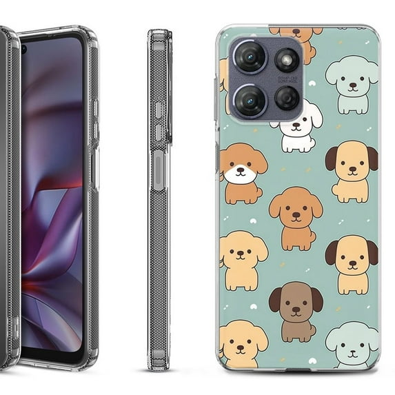 Shockproof Protective Phone Case for Motorola Moto G 5G 2025, by OneToughShield - Puppies