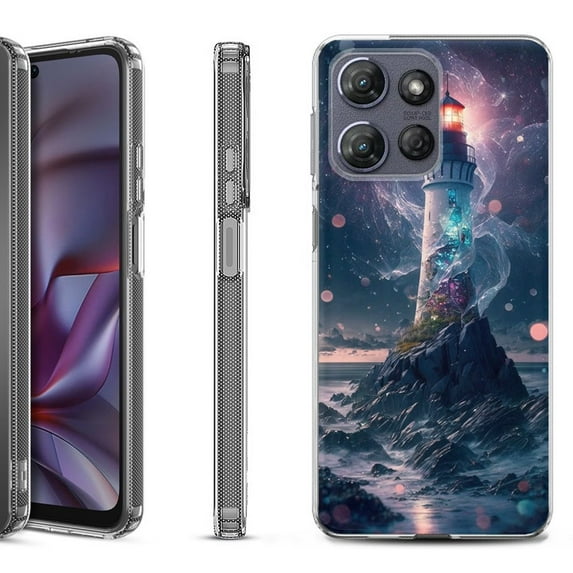 Shockproof Protective Phone Case for Motorola Moto G 5G 2025, by OneToughShield - Surreal Lighthouse