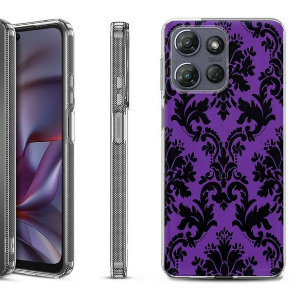 Shockproof Protective Phone Case for Motorola Moto G 5G 2025, by OneToughShield - Victorian Purple/Black