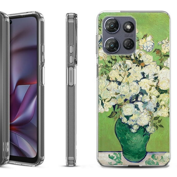 Shockproof Protective Phone Case for Motorola Moto G 5G 2025, by OneToughShield - White Roses