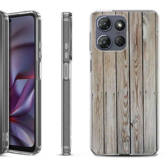 Shockproof Protective Phone Case for Motorola Moto G 5G 2025, by OneToughShield - Wood Print
