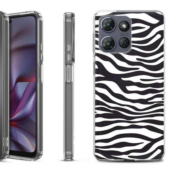 Shockproof Protective Phone Case for Motorola Moto G 5G 2025, by OneToughShield - Zebra B/W