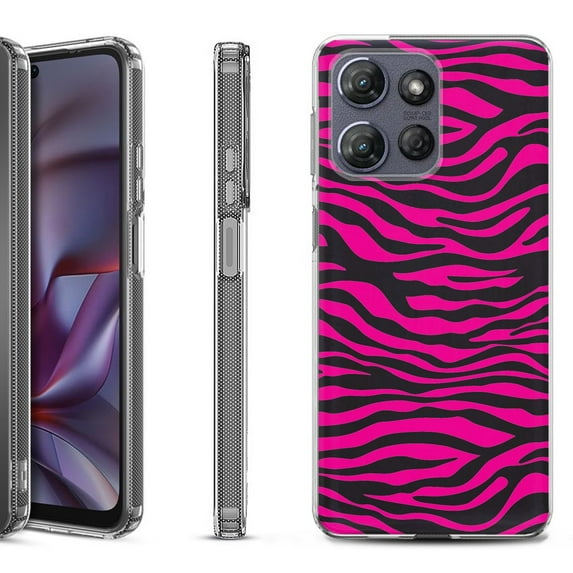 Shockproof Protective Phone Case for Motorola Moto G 5G 2025, by OneToughShield - Zebra Pink