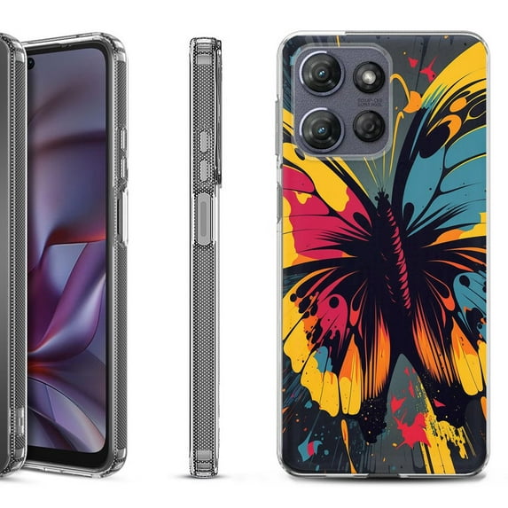 Shockproof Protective Phone Case for Motorola Moto G Play 2026, by OneToughShield - Abstract Butterfly