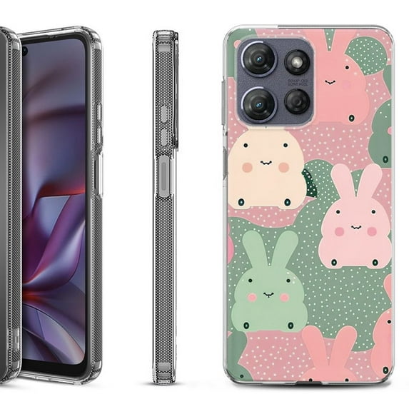 Shockproof Protective Phone Case for Motorola Moto G Play 2026, by OneToughShield - Bunny Mix