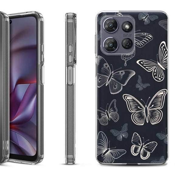 Shockproof Protective Phone Case for Motorola Moto G Play 2026, by OneToughShield - Butterfly BW
