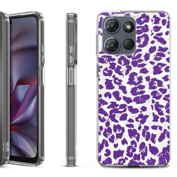Shockproof Protective Phone Case for Motorola Moto G Play 2026, by OneToughShield - Cheetah Purple