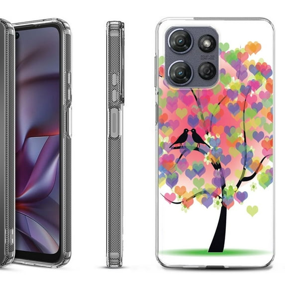 Shockproof Protective Phone Case for Motorola Moto G Play 2026, by OneToughShield - Color Hearts Tree
