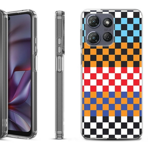 Shockproof Protective Phone Case for Motorola Moto G Play 2026, by OneToughShield - Colorful Checker