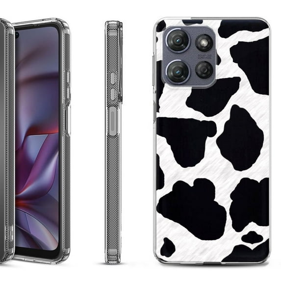 Shockproof Protective Phone Case for Motorola Moto G Play 2026, by OneToughShield - Cow Skin Design