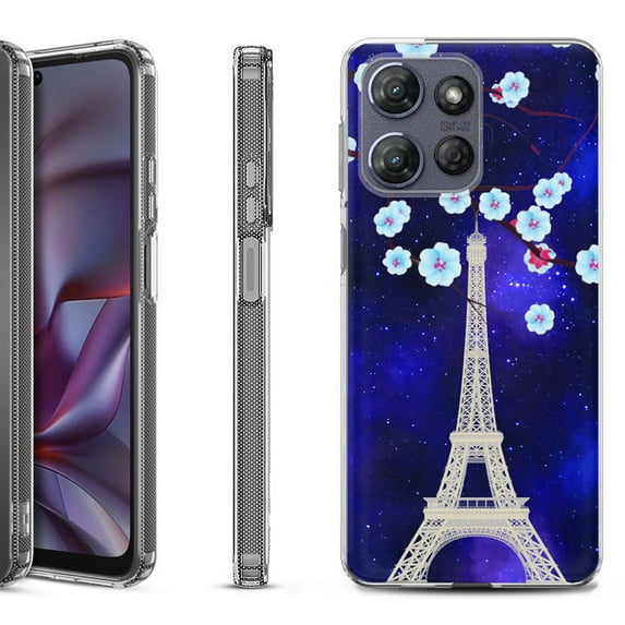 Shockproof Protective Phone Case for Motorola Moto G Play 2026, by OneToughShield - Eiffel Tower Stars