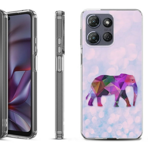 Shockproof Protective Phone Case for Motorola Moto G Play 2026, by OneToughShield - Elephant /Polygon
