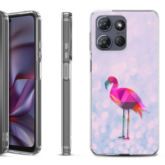 Shockproof Protective Phone Case for Motorola Moto G Play 2026, by OneToughShield - Flamingo / Polygon