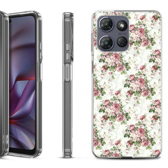 Shockproof Protective Phone Case for Motorola Moto G Play 2026, by OneToughShield - Floral/Rose