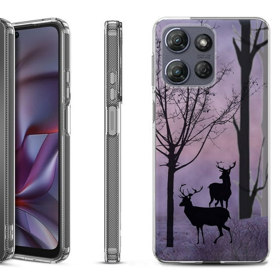 Shockproof Protective Phone Case for Motorola Moto G Play 2026, by OneToughShield - Forest/Deer/Twilight