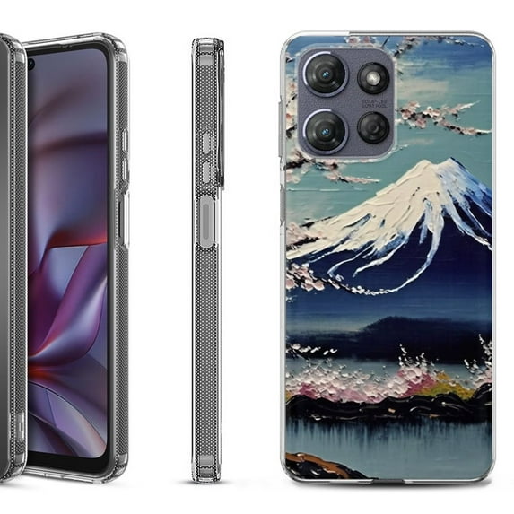 Shockproof Protective Phone Case for Motorola Moto G Play 2026, by OneToughShield - Fuji Blossom