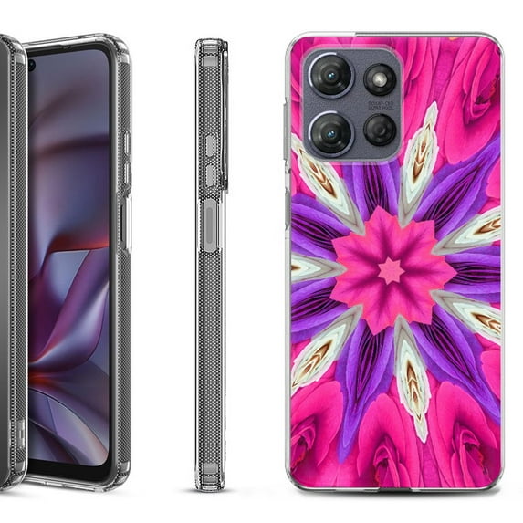 Shockproof Protective Phone Case for Motorola Moto G Play 2026, by OneToughShield - Kaleidoscope Rose