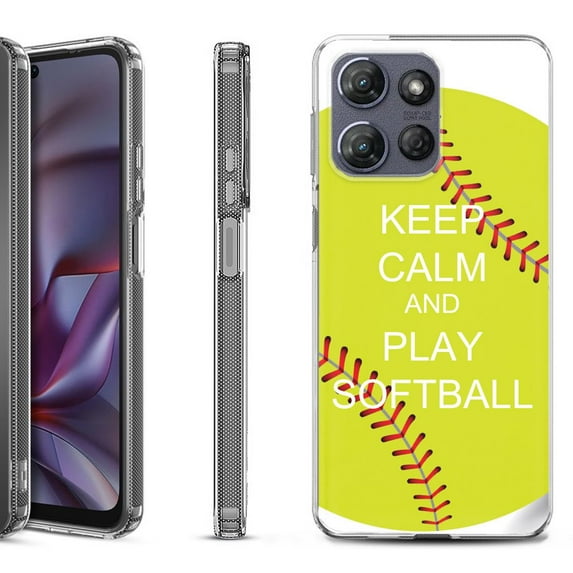 Shockproof Protective Phone Case for Motorola Moto G Play 2026, by OneToughShield - Keep Calm Softball