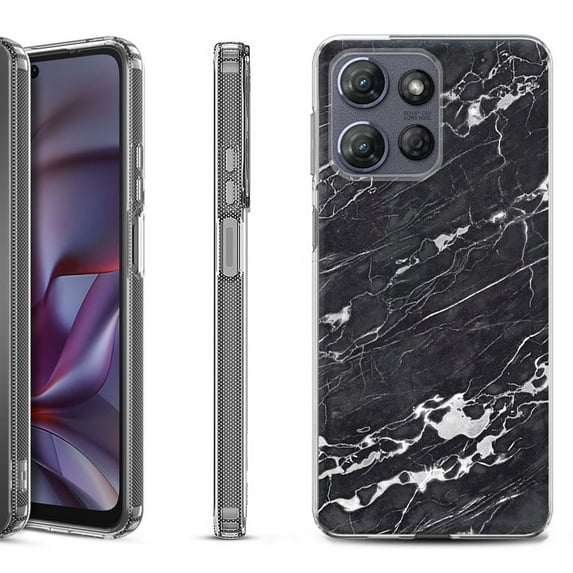 Shockproof Protective Phone Case for Motorola Moto G Play 2026, by OneToughShield - Marble B/W