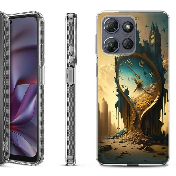 Shockproof Protective Phone Case for Motorola Moto G Play 2026, by OneToughShield - Melting Clock