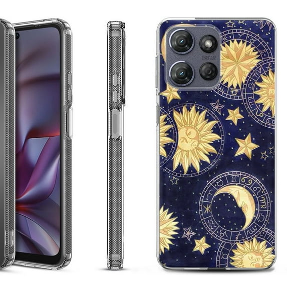 Shockproof Protective Phone Case for Motorola Moto G Play 2026, by OneToughShield - Moon Sun Star