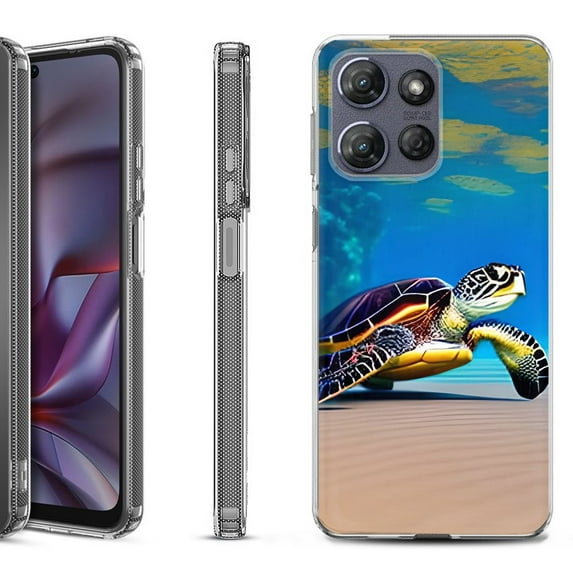 Shockproof Protective Phone Case for Motorola Moto G Play 2026, by OneToughShield - Sea Turtle Beach