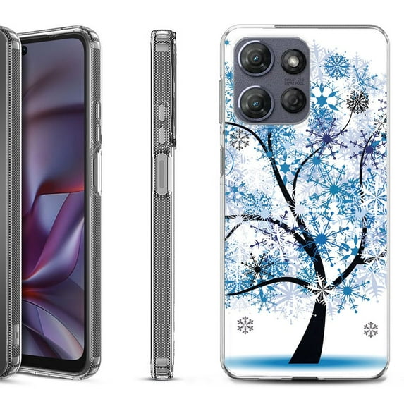 Shockproof Protective Phone Case for Motorola Moto G Play 2026, by OneToughShield - Snowflakes Tree