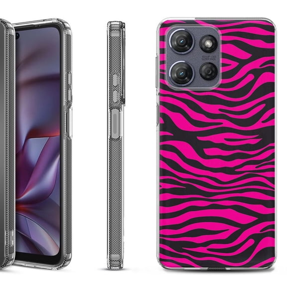 Shockproof Protective Phone Case for Motorola Moto G Play 2026, by OneToughShield - Zebra Pink