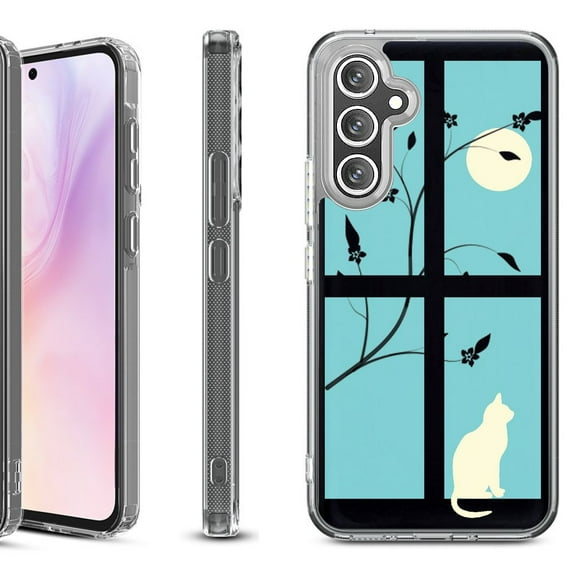 Shockproof Protective Phone Case for Samsung Galaxy A26 5G, by OneToughShield - Moon/Cat