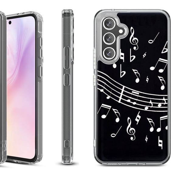 Shockproof Protective Phone Case for Samsung Galaxy A26 5G, by OneToughShield - Music Notes / Black