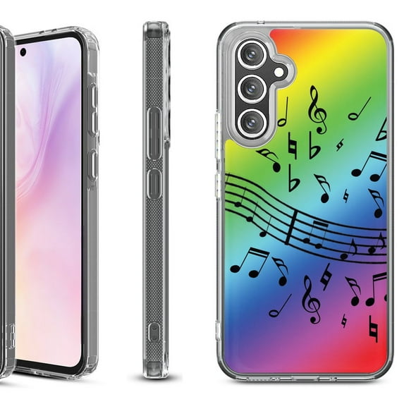 Shockproof Protective Phone Case for Samsung Galaxy A26 5G, by OneToughShield - Music Notes / Rainbow