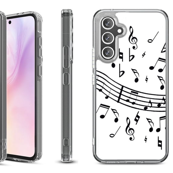 Shockproof Protective Phone Case for Samsung Galaxy A26 5G, by OneToughShield - Music Notes / White
