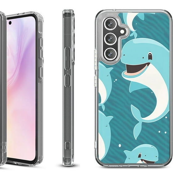 Shockproof Protective Phone Case for Samsung Galaxy A26 5G, by OneToughShield - Smiling Dolphin