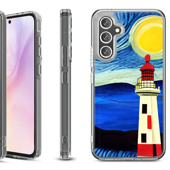 Shockproof Protective Phone Case for Samsung Galaxy A26 5G, by OneToughShield - Starry Night Lighthouse