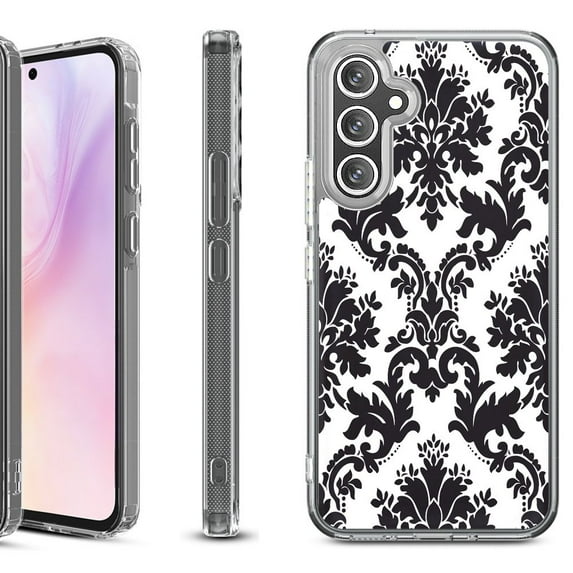 Shockproof Protective Phone Case for Samsung Galaxy A26 5G, by OneToughShield - Victorian White/Black