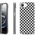thumbnail image 1 of Shockproof Protective Phone Case for iPhone 16e, by OneToughShield - Checker B/W, 1 of 5