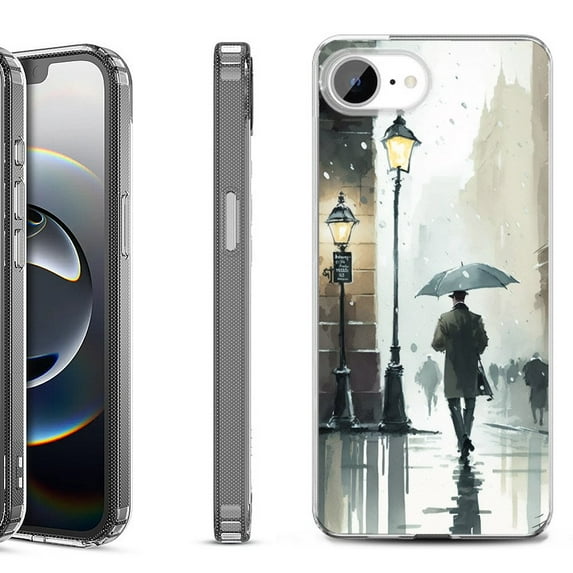 Shockproof Protective Phone Case for iPhone 16e, by OneToughShield - City in the rain