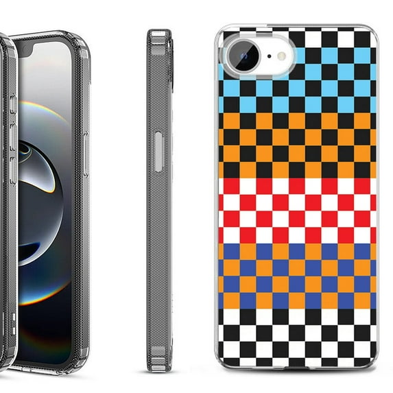 Shockproof Protective Phone Case for iPhone 16e, by OneToughShield - Colorful Checker