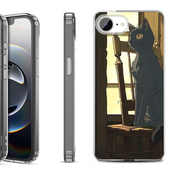 Shockproof Protective Phone Case for iPhone 16e, by OneToughShield - Curious Cat