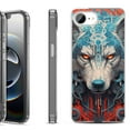 thumbnail image 1 of Shockproof Protective Phone Case for iPhone 16e, by OneToughShield - Cyberpunk Wolf, 1 of 5