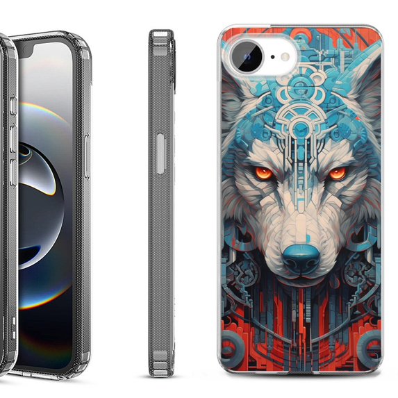 Shockproof Protective Phone Case for iPhone 16e, by OneToughShield - Cyberpunk Wolf