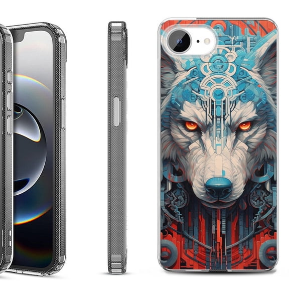 Shockproof Protective Phone Case for iPhone 16e, by OneToughShield - Cyberpunk Wolf