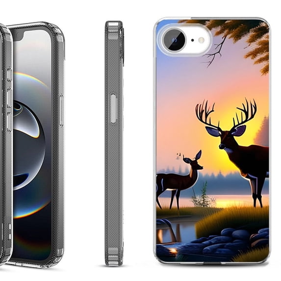 Shockproof Protective Phone Case for iPhone 16e, by OneToughShield - Deer Sunset