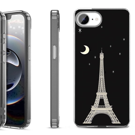Shockproof Protective Phone Case for iPhone 16e, by OneToughShield - Eiffel Tower Moon