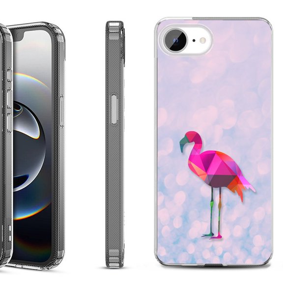 Shockproof Protective Phone Case for iPhone 16e, by OneToughShield - Flamingo / Polygon