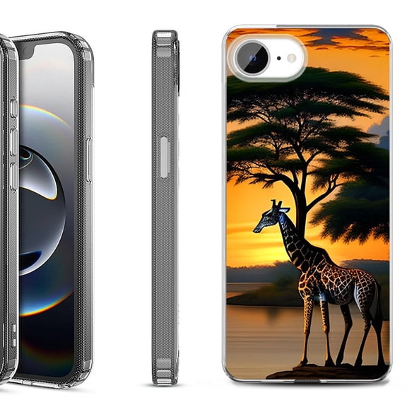 Shockproof Protective Phone Case for iPhone 16e, by OneToughShield - Giraffe Sunset