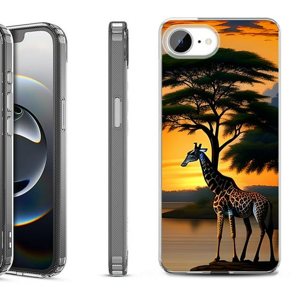 Shockproof Protective Phone Case for iPhone 16e, by OneToughShield - Giraffe Sunset