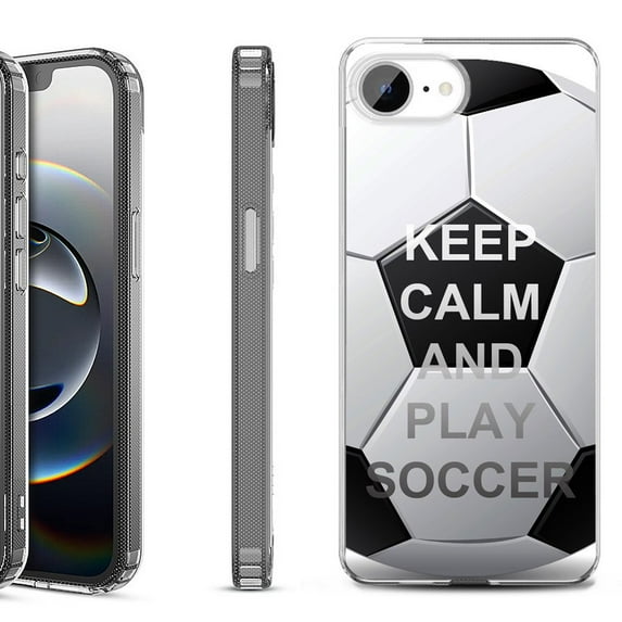 Shockproof Protective Phone Case for iPhone 16e, by OneToughShield - Keep Calm Soccer